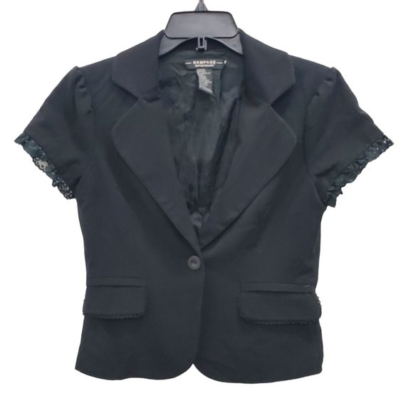 Rampage Jackets & Blazers - Rampage Women's Vintage 90s Black Puff Sleeve Button Up Fitted Blazer SIze M